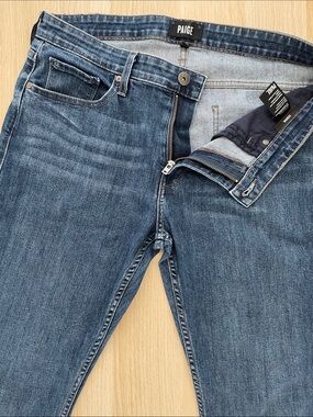 PAIGE Federal Slim Straight Jeans Men’s 34x32 Dowling Dark Wash Stretch USA Made